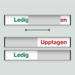 Ledig/Upptagen - 207x31mm vit botten
