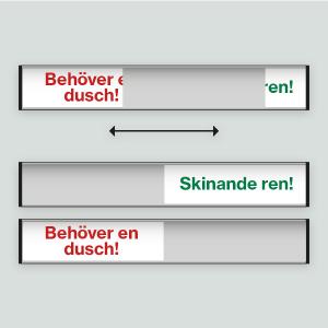 Skinande ren / Behöver en dusch - Diskmaskinsskylt 207x31mm