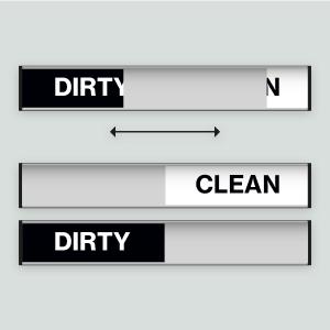 Dirty / Clean (Svart/vit) - Diskmaskinsskylt 207x31mm