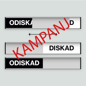 Odiskad / Diskad (Svart/vit) - Diskmaskinsskylt 207x31mm