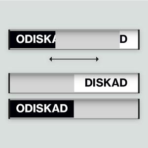 Odiskad / Diskad (Svart/vit) - Diskmaskinsskylt 207x31mm
