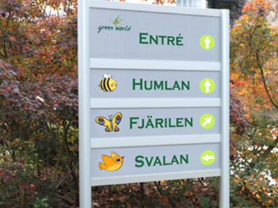 Skyltsystem för utomhusbruk