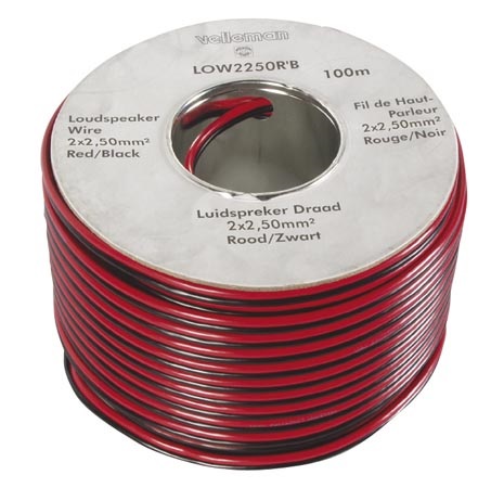 Kabel 2x2,5mm² röd/svart per löpmeter