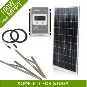 Solcellspaket 160W MPPT till Stuga