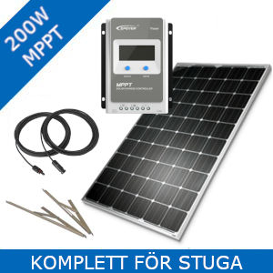 Solcellspaket 200W MPPT till Stuga