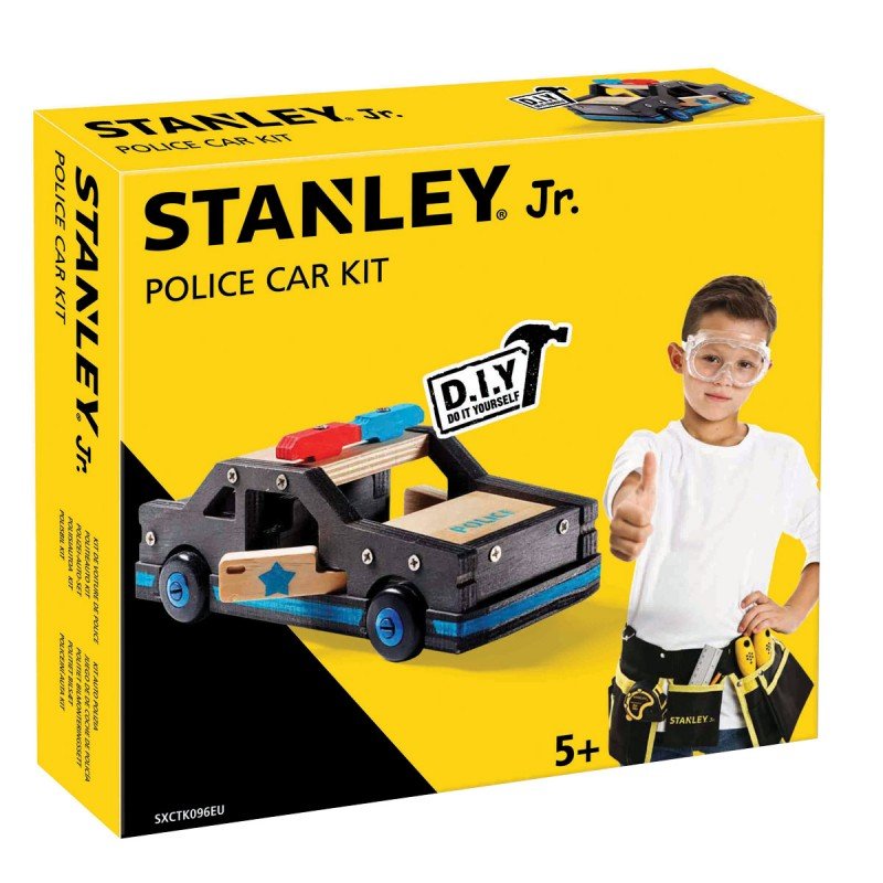 Bygga - Bygg din egen STANLEY jr polisbil, en prenumeration för barn på kreativa leksaker, spika, skruva och klistra ihop olika mästerverk med de medföljande figurssågade trädelarna. Anpassade verktyg för barn ingår.