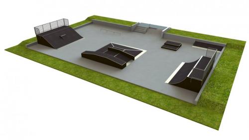 Base skatepark H1.5xW15.0xL25.0m