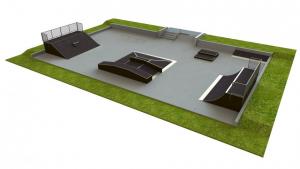 Base skatepark H1.5xW15.0xL25.0m