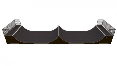 Dubbel Half pipe, H1.5 x W3.6 x L17.60