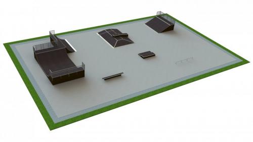 Base skatepark H1.5xW25.0xL40.0m