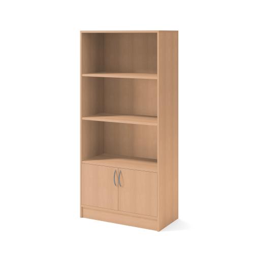 Skåp med slagdörrar och tre öppna hyllplan, B:805, D:415, H:1725