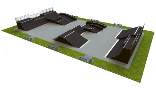 Base skatepark H3.0xW18.0xL33m