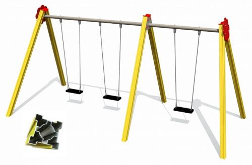 Aluminiumgunga 3 (2+1) platser