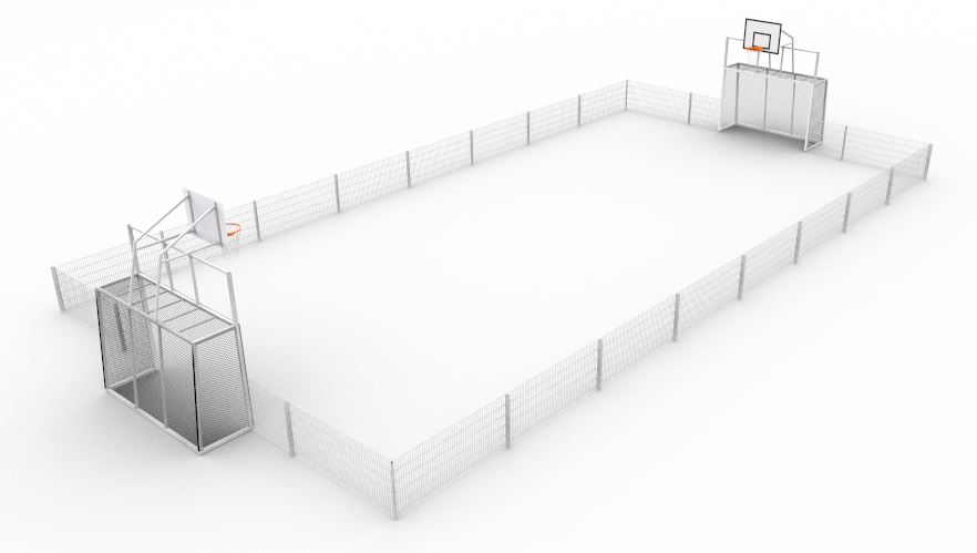 Multisportarena stål 12,5 x 7 med basket och fotboll