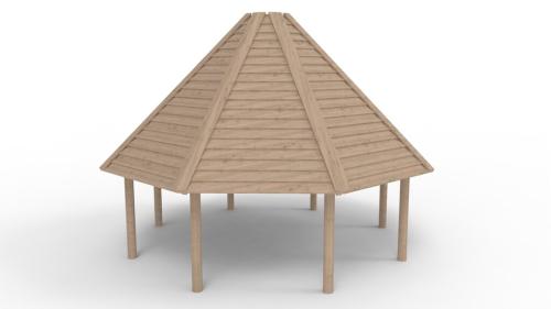 8-KANTIGT GRILLHUS I ROBINIA OCH KÄRNFURU Ø6M