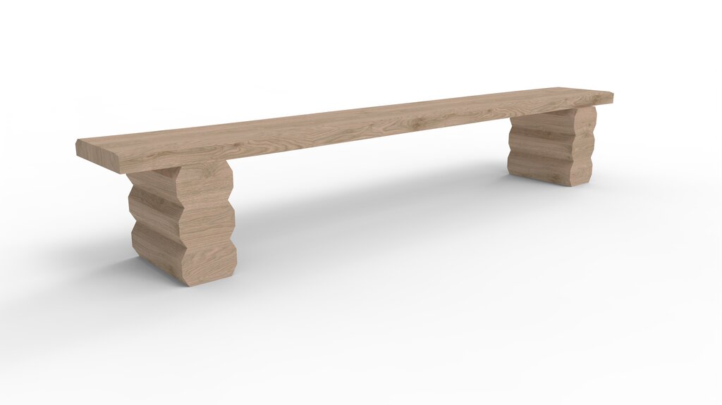 Bänk i robinia och kärnfur