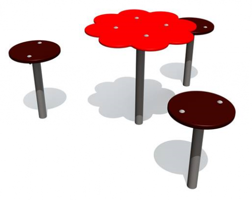 Sandbakbord blomma med 3 sittplatser