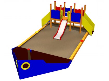 Lekskeppet GRANT med sandlåda och rutsch