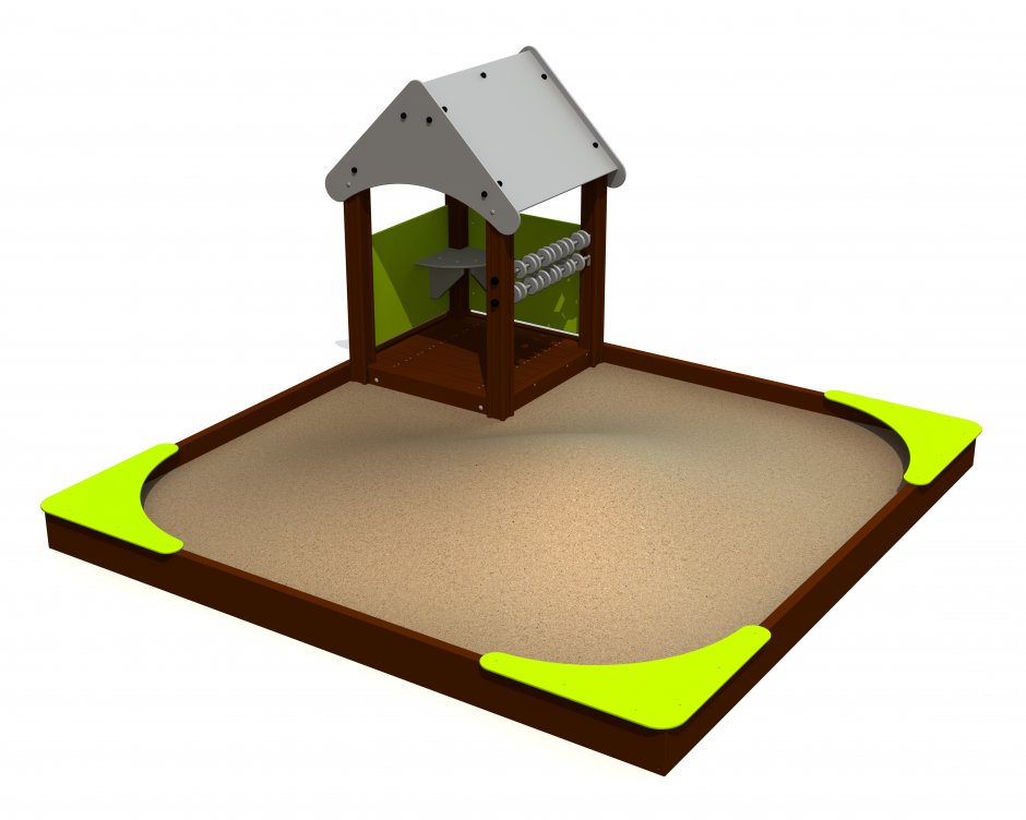 Sandlåda 3x3 m med litet hus