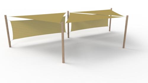 Solsegelsystem 3 delar 4 x 4 x 4 m 2 sidor 1,5 x 3 m HDPE Camel