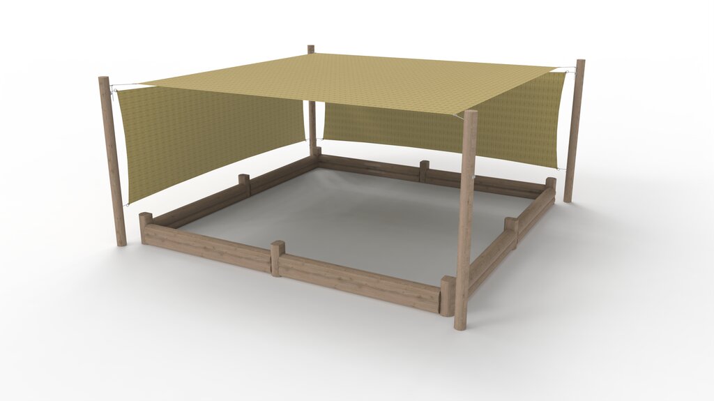 Sandlåda med solsegel 4.90x4.90 m