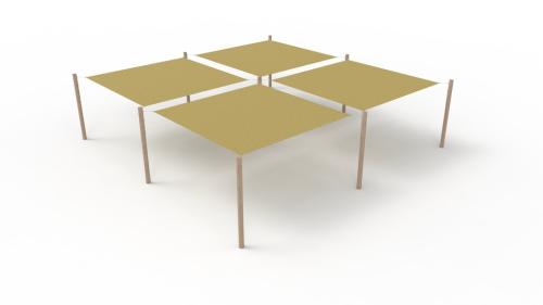Solsegelsystem 4 delar. 3,6x3,6 m HDPE Camel