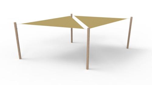 Solsegelsystem 2 delar. 3,6x3,6x3,6 m HDPE Camel