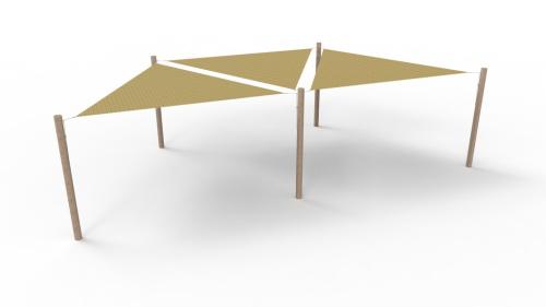 Solsegelsystem 3 delar. 3,6x3,6x3,6 m HDPE Camel