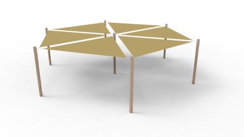 Solsegelsystem 6 delar. 3,6x3,6x3,6 m HDPE Camel