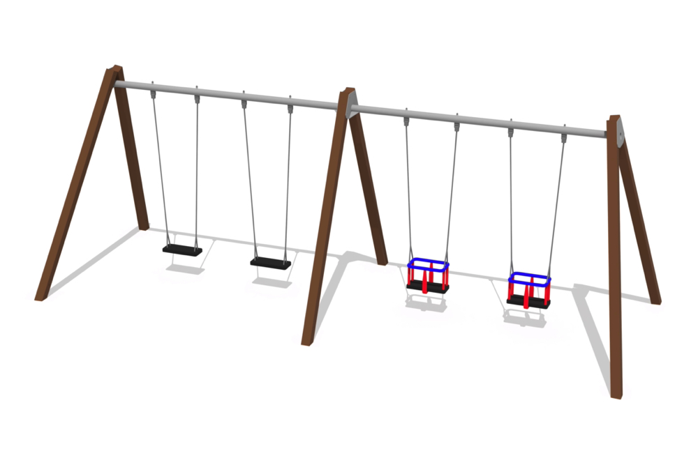 4-platsgunga i trä med sitsar
