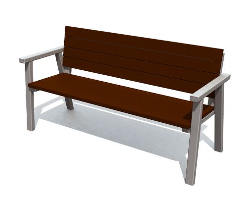 Parksoffa med ryggstöd och armstöd