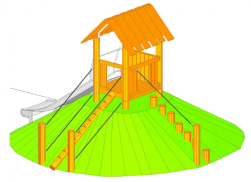 Hus på kulle med två styck uppgångar