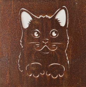 Skylt till armeringsjärn Katt porträtt Lind Decoration