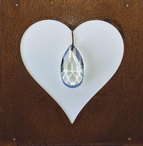 Skylt till armeringsjärn Hjärta med glasdroppe Lind Decoration