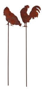 Trädgårdsdekoration 2-set Tupp & Höna mini stick ELDgarden