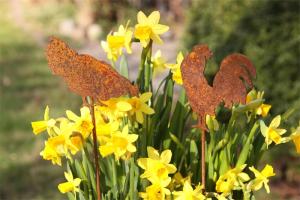 Trädgårdsdekoration 2-set Tupp & Höna mini stick ELDgarden