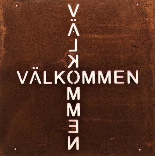 Skylt till armeringsjärn Välkommen Lind Decoration