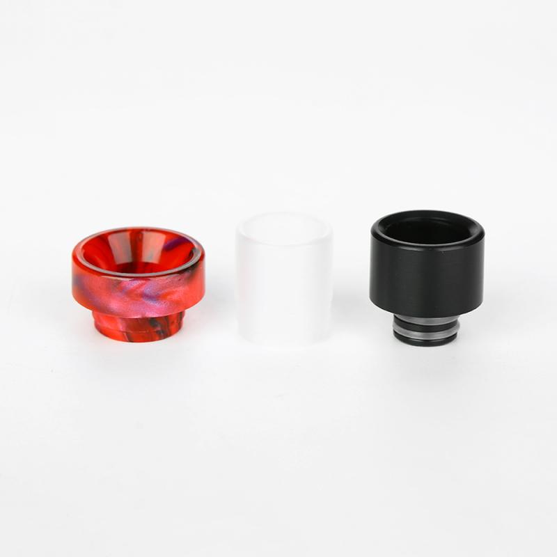 Cylinderformad Svart, transparent och röd marmormönstrad 810 driptip i resin