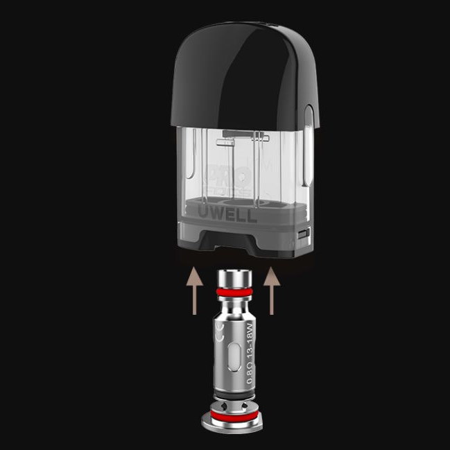 Caliburn svart utbytbar pod med silver utbytbar coil.