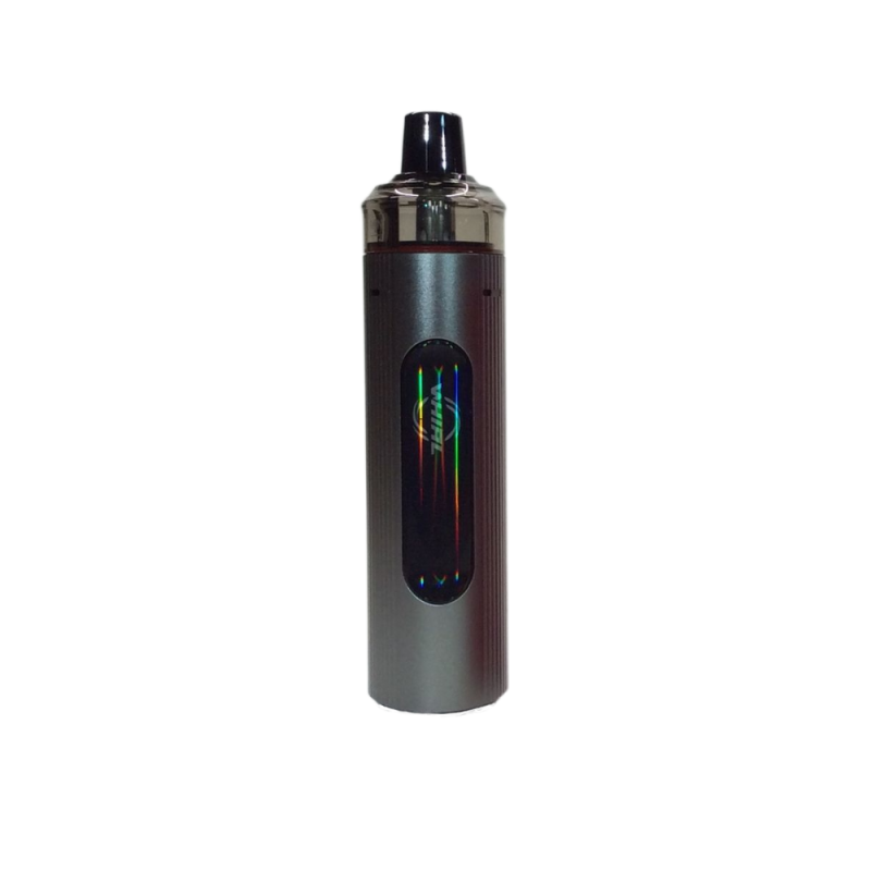grå whirl vape kit med något rundad trekantig profil