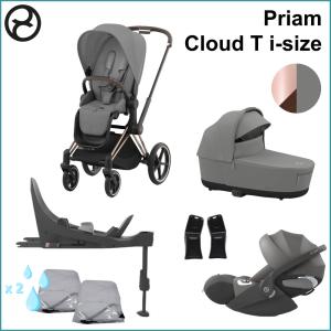 Complete Stroller Kit - Cybex Priam ROSEGOLD / MIRAGE GREY incl. Cloud T i-Size COMFORT
