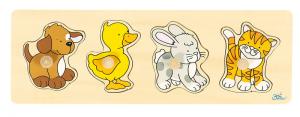 Goki, Lift Out Puzzle, Wooden (Dog, Duck, Bunny, Cat)