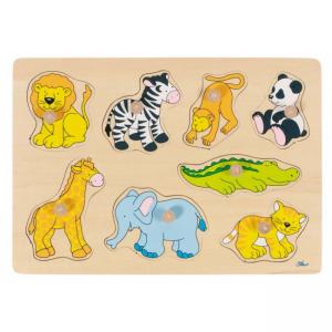 Goki, Lift Out Puzzle, Wooden, 8 Pieces, (Zoo for 1+ years)