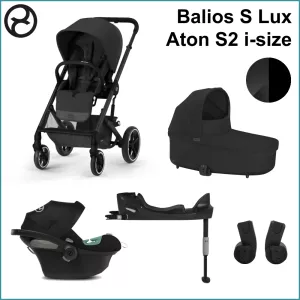 Komplett Barnvagnspaket - Cybex Balios S Lux inkl. Aton S2 i-Size BLACK / MOON BLACK