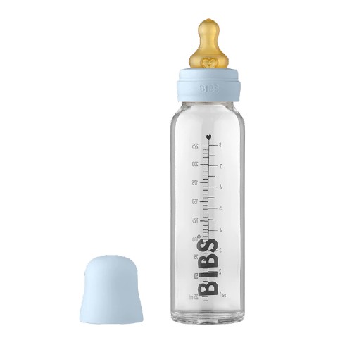 BIBS Glass Bottle Complete Set Latex 225 ml Baby Blue