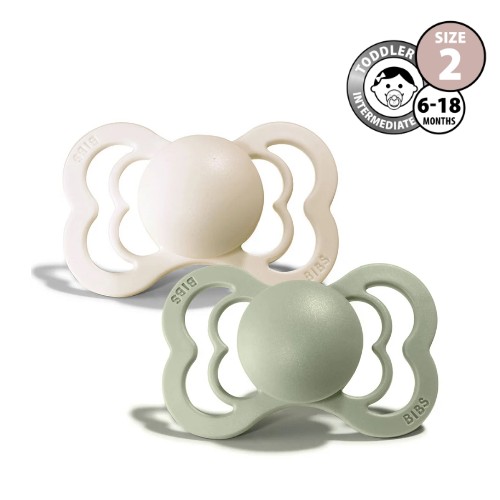 Bibs Supreme Pacifier Size 2 Ivory / Sage 2-pack