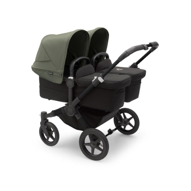 Bugaboo Donkey5 Twin BLACK / MIDNIGHT BLACK - FOREST GREEN Complete Stroller