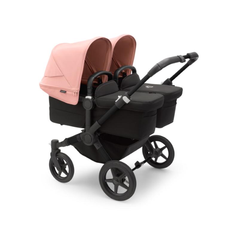 Bugaboo Donkey5 Twin BLACK / MIDNIGHT BLACK - MORNING PINK Complete Stroller