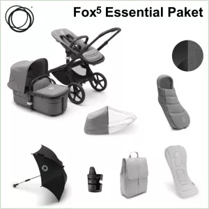 Bugaboo Fox5 ESSENTIAL Barnvagnspaket - BLACK / GREY MELANGE