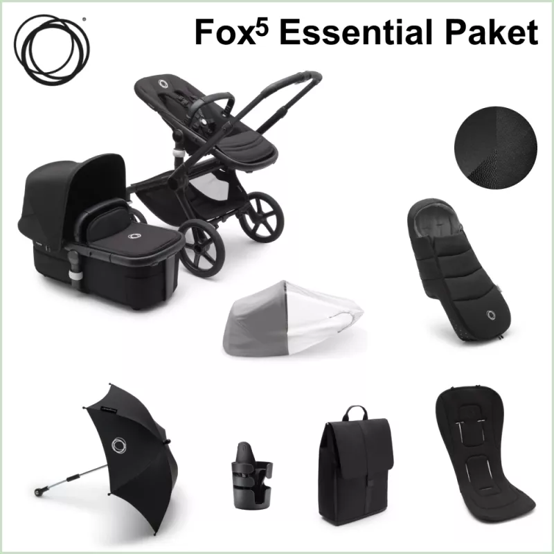 Bugaboo Fox5 ESSENTIAL Barnvagnspaket - BLACK / MIDNIGHT BLACK